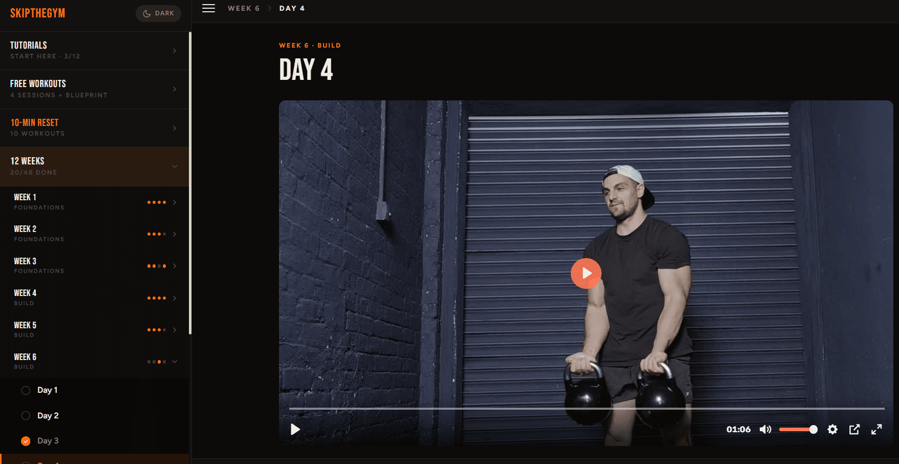 The SkipTheGym members area, Week 2, Day 4 workout video